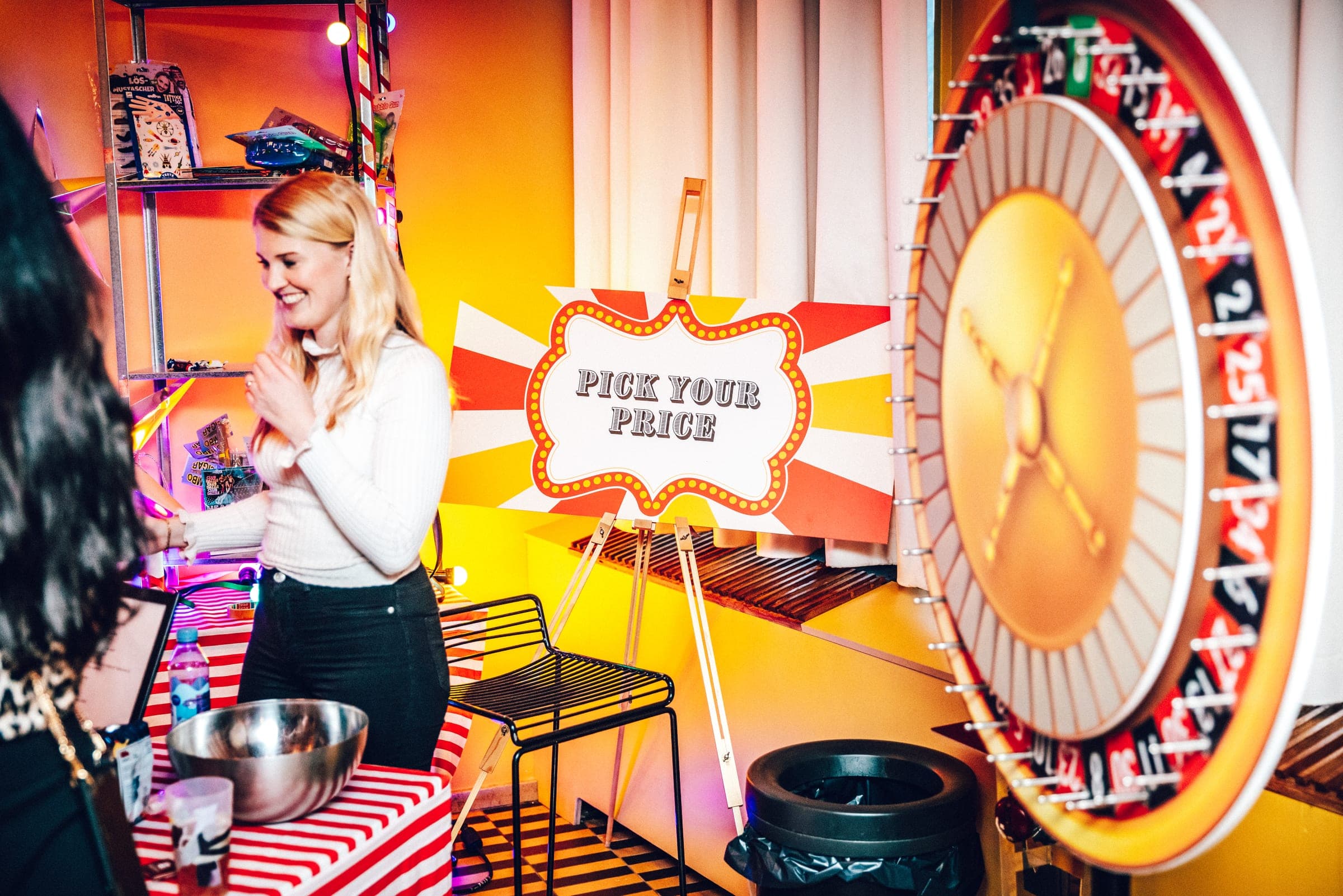 Company party with a funfair theme and gala dinner